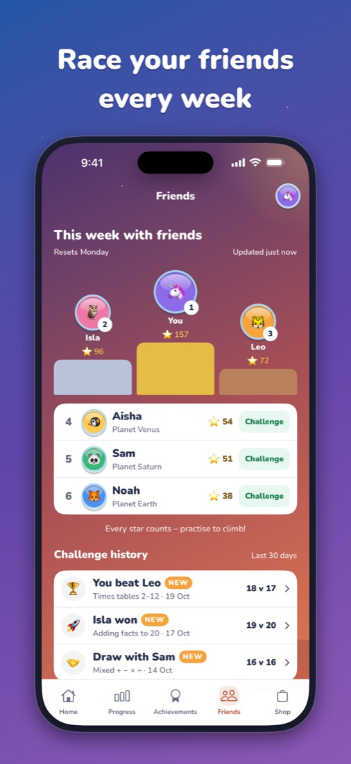 Race your friends every week: the friends league